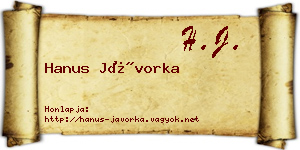 Hanus Jávorka névjegykártya